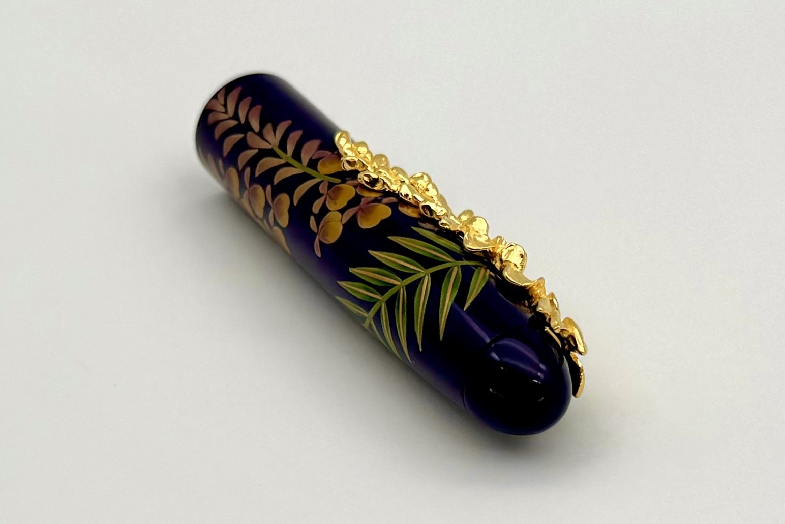 NakayaPortableWriterFujiⅡWisteriaShobuBaseFPwithYellowGoldWisteriaStopper_I